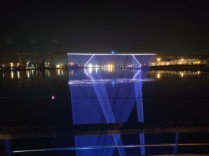 Europe Évènement - Photo du viaduc de Martigues avec traçage des contours au laser